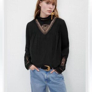 Zara lace black top size XS
